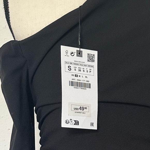 ZARA BLACK DRAPED ASYMMETRICAL DRESS - Picture 6 of 6